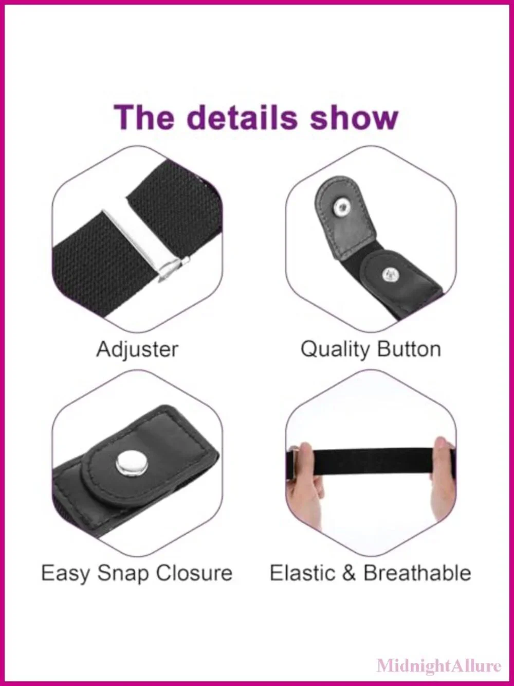 2pcs No Buckle Belt Adjustable Invisible Buckleless Belt Stretch Canvas